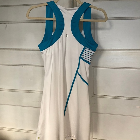 PURE LIME TENNIS DRESS WHITE & TURQUOISE sz S 4/6 - Picture 3 of 8